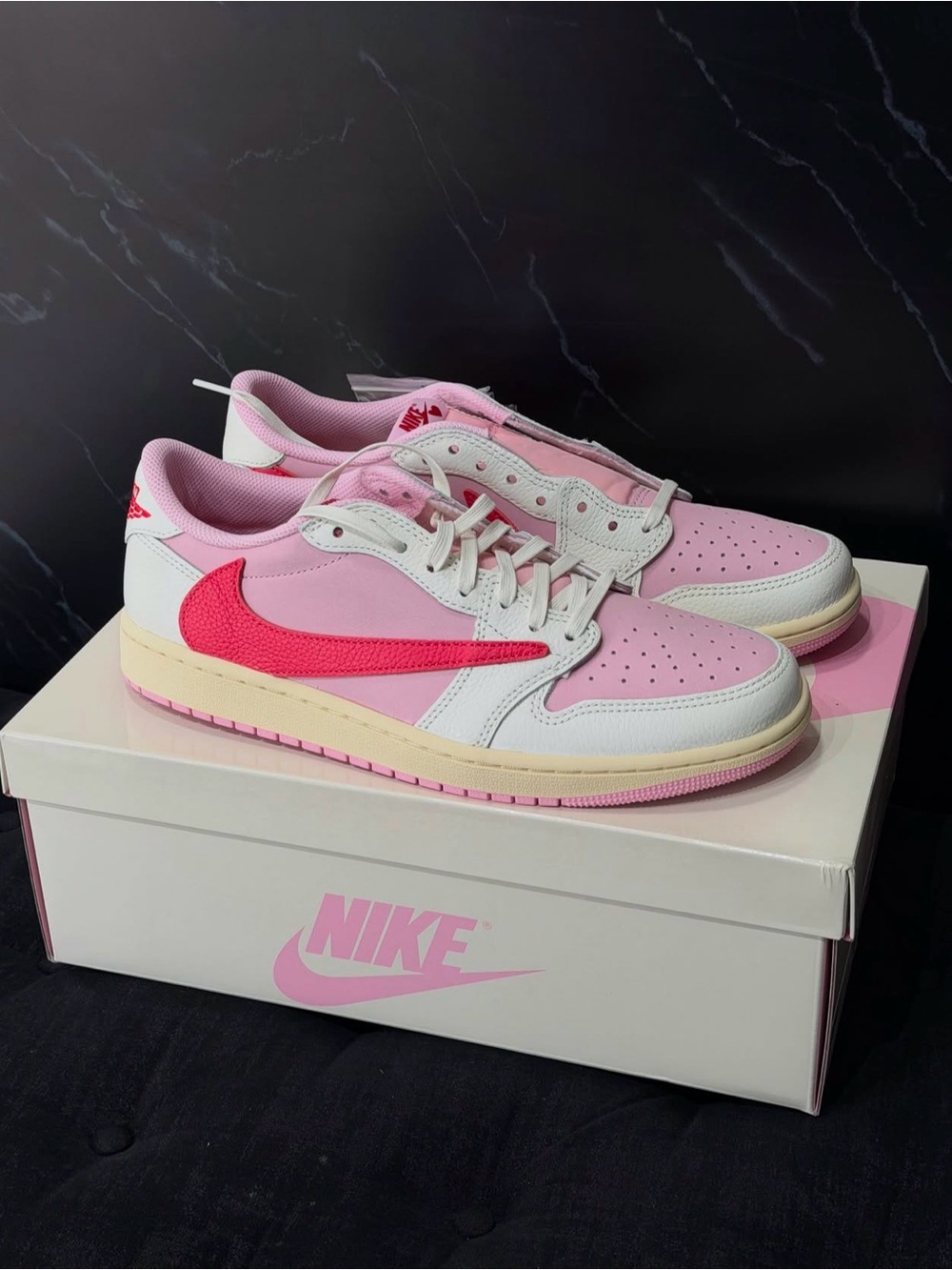 Travis Scott Nike Pink and Hot Pink Low-Top Sneakers